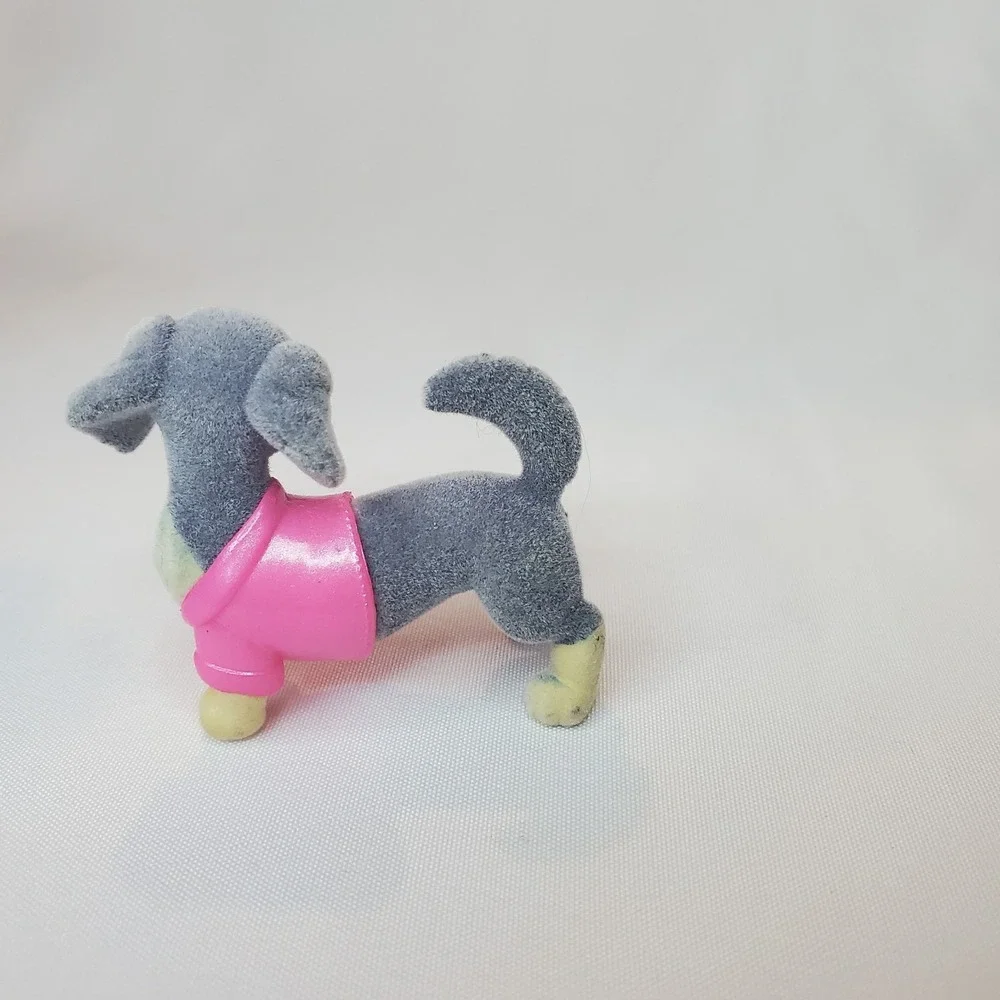 Barbie Pets Series 13 Mini Flocked Figure Grey Dog Daushund